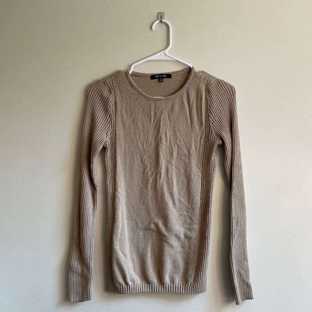S-‎ Relativity Women's Ribbed Sandy Beige Sweater Lightweight